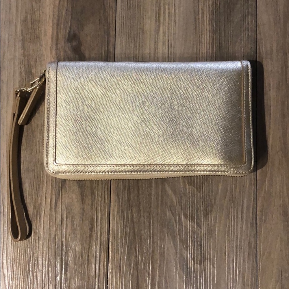 Gold Halogen zipper wallet